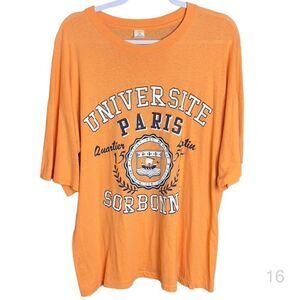 Effepi universite surbbonn paris womens xxl orange vintage crew neck tee shirt